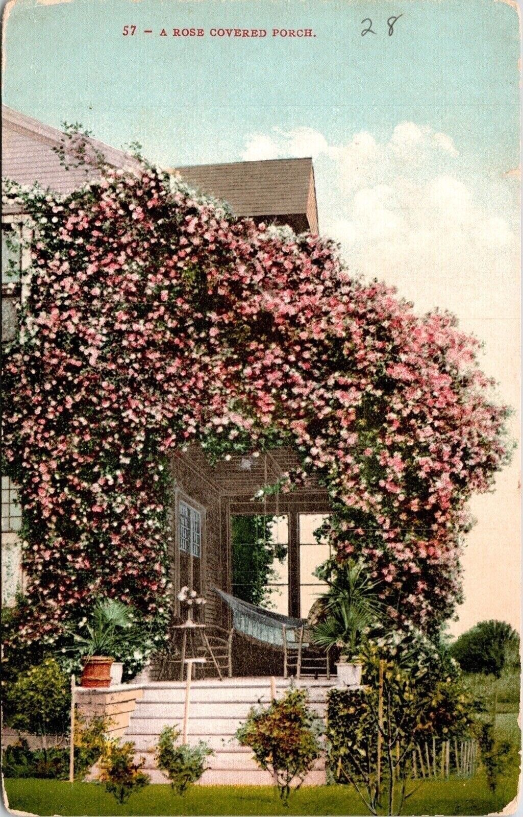 Rose Covered Porch Antique Divided Back Postcard Unposted Unused Vintage