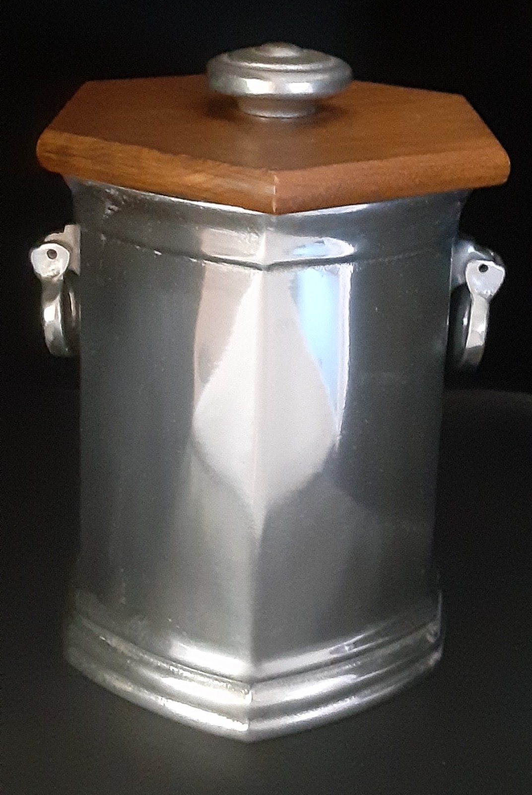 Vintage Polished Pewter 7.5-inch Ice Bucket or Canister Possibly Wilton Armetale