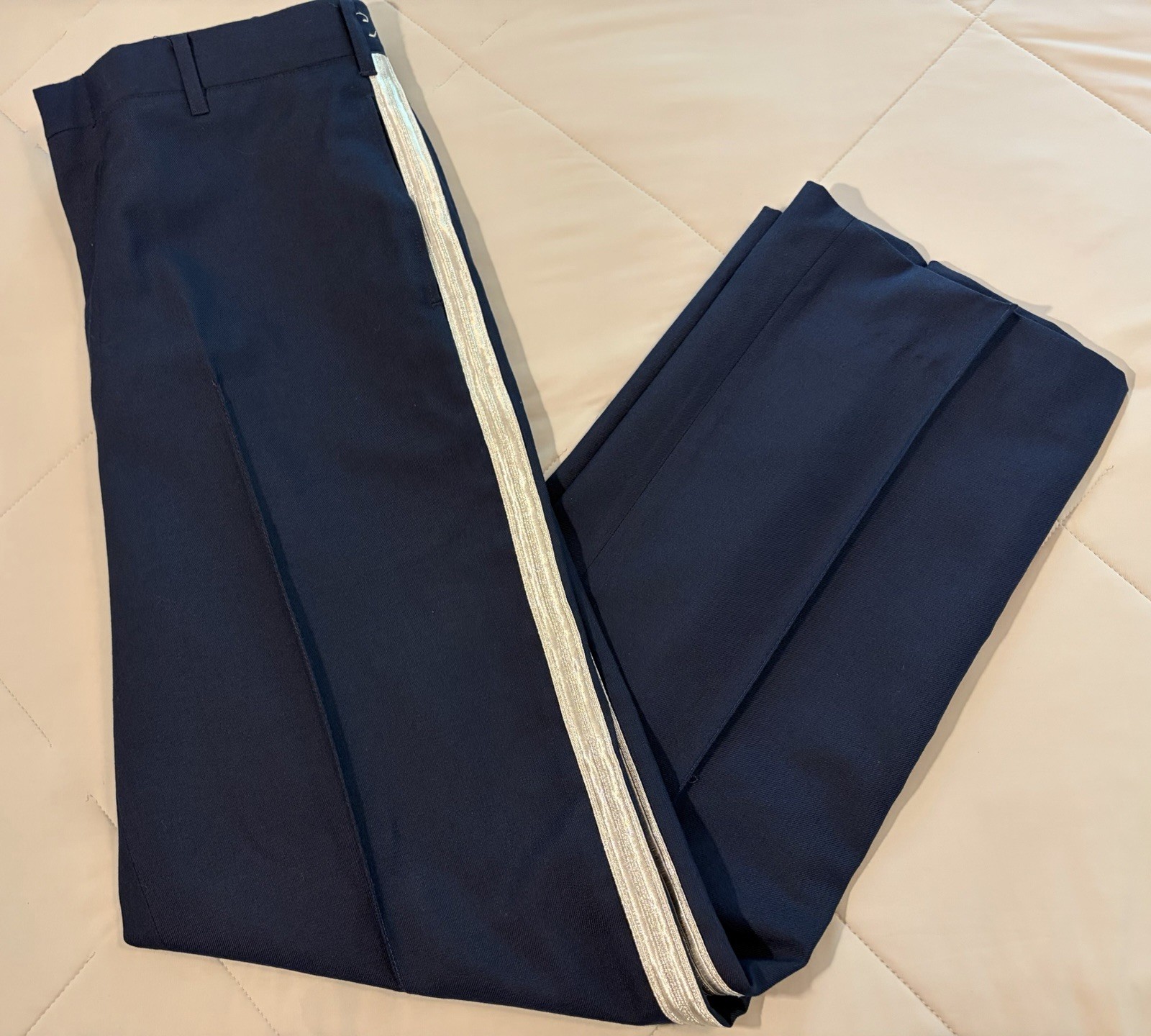Vtg 90s USAF Honor Guard Silver Braid Ceremonial Dress Trousers Pants 32R x31
