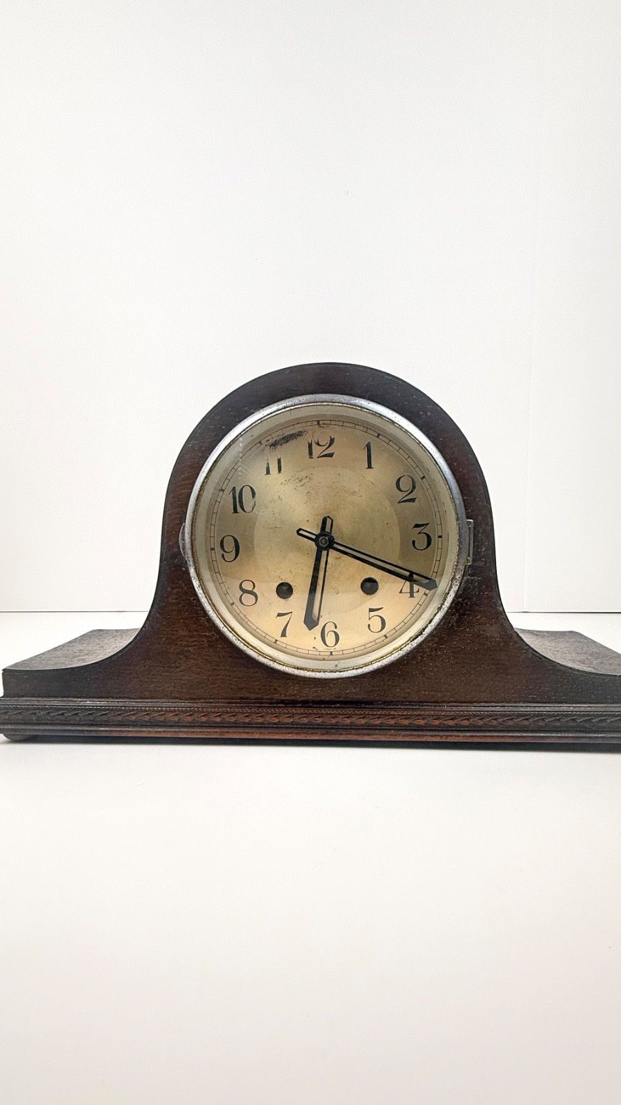 Vintage 1920s Antique Mechanical Mantel Clock – Wood Case – Untested