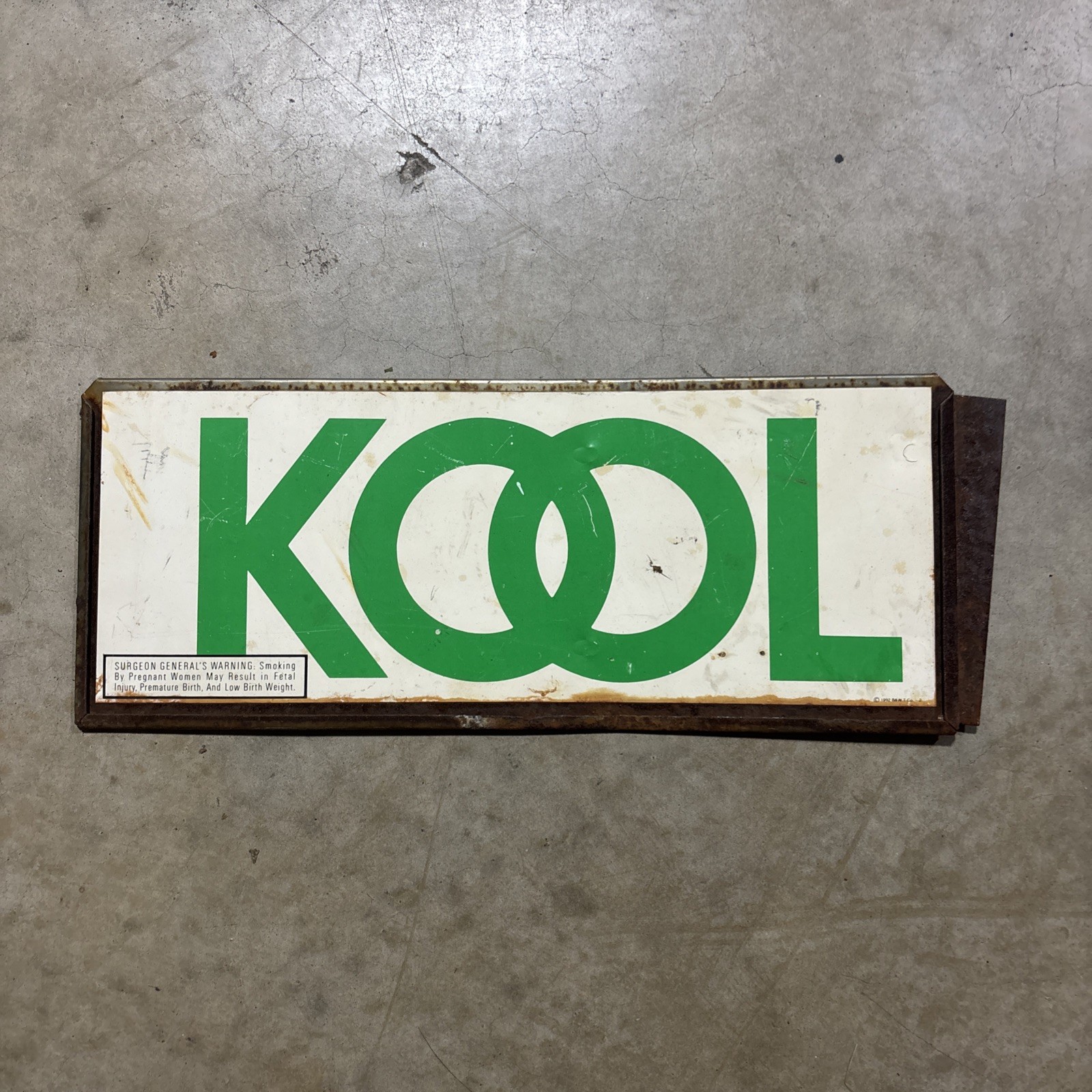 Vintage 1992 KOOL CIGARETTES Store Display Sign Metal w/ Sticker 5.5” x 14”
