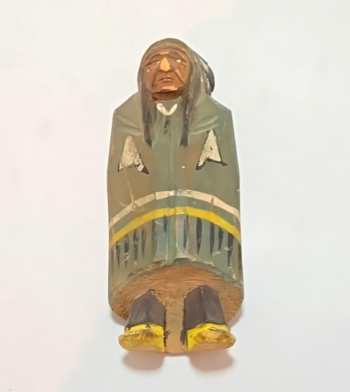 Vintage Hand Carved Wood Native American Indian Figure 4\