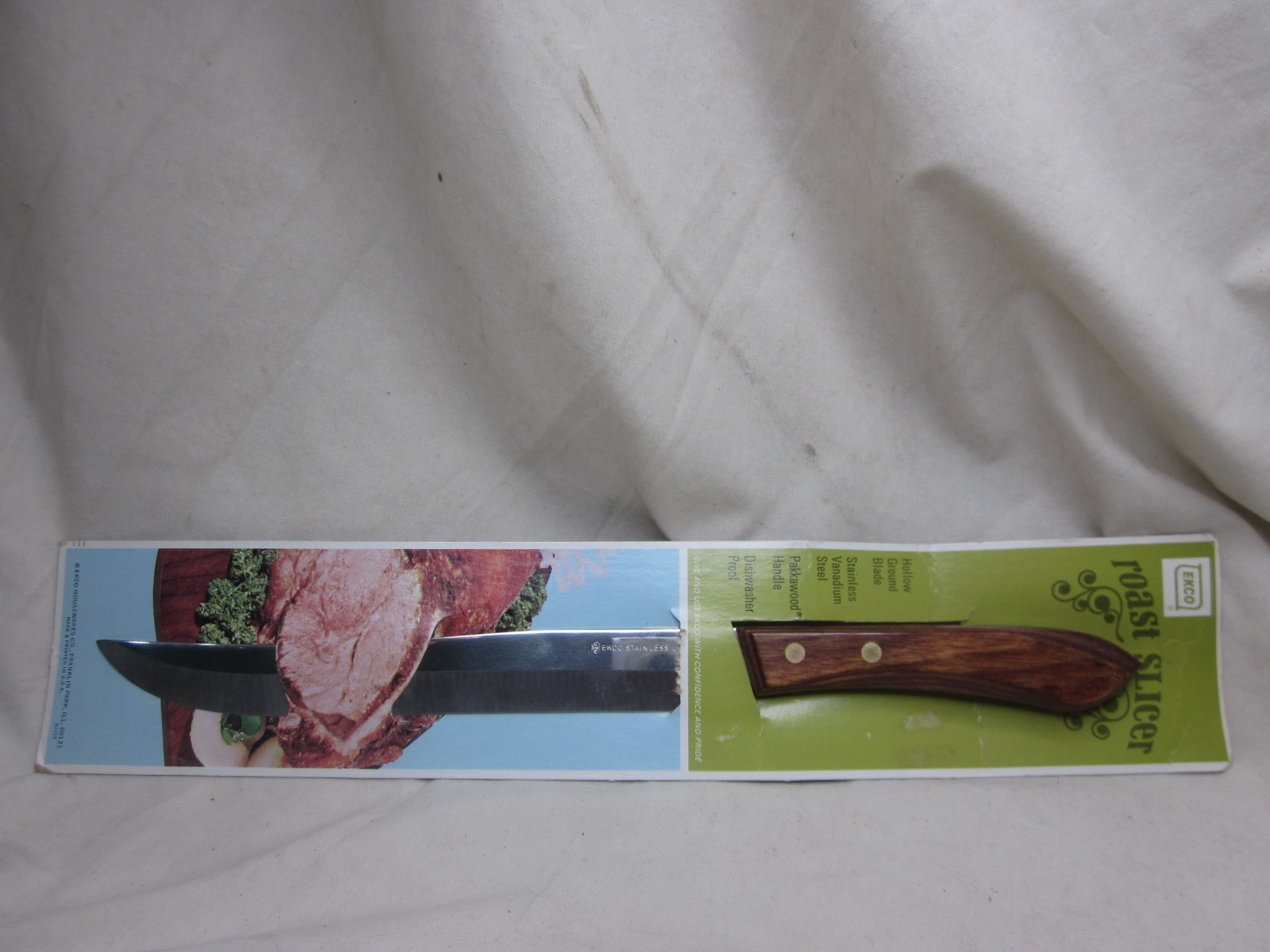 vintage new old stock EKCO USA  Knife Roast Slicer Vandium Cutlery  HTF NOS