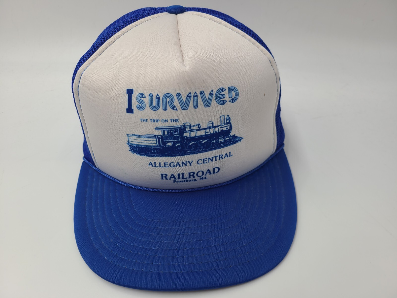 Vintage Allegany Central Railroad I Survived Trip on the Mesh Snapback Hat Cap