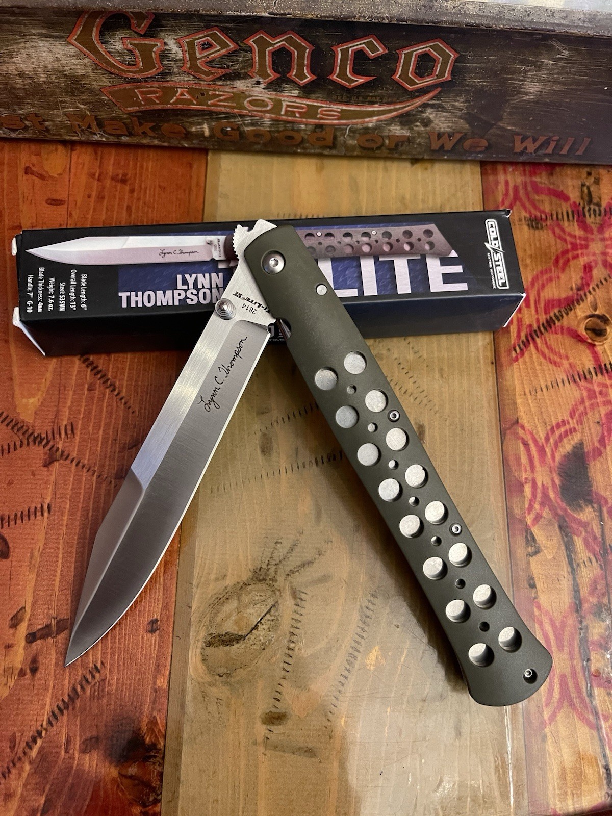 Cold Steel Large Ti-Lite Lynn C Thompson Signature Pocket Knife S35VN OD G10 New