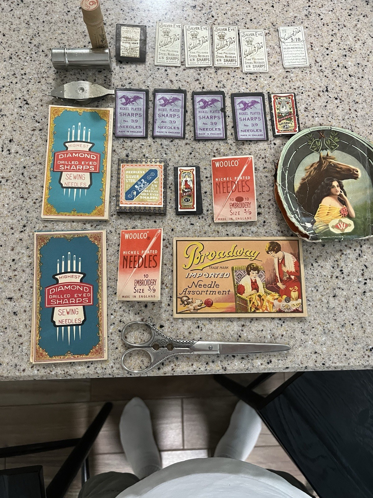 Antique Vintage Sewing Lot Thimbles Needle Kits Scissors Advertising 1800s-1960s