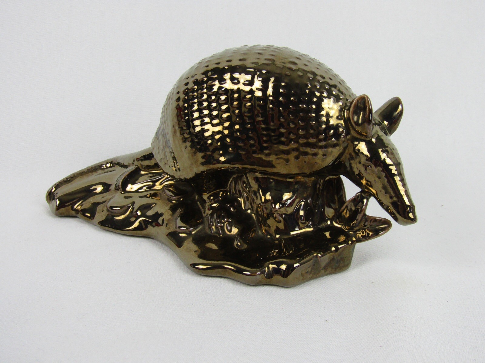 Ceramic Armadillo Statue-Glossy Gold-Appox. 9.5” x 5”-EUC