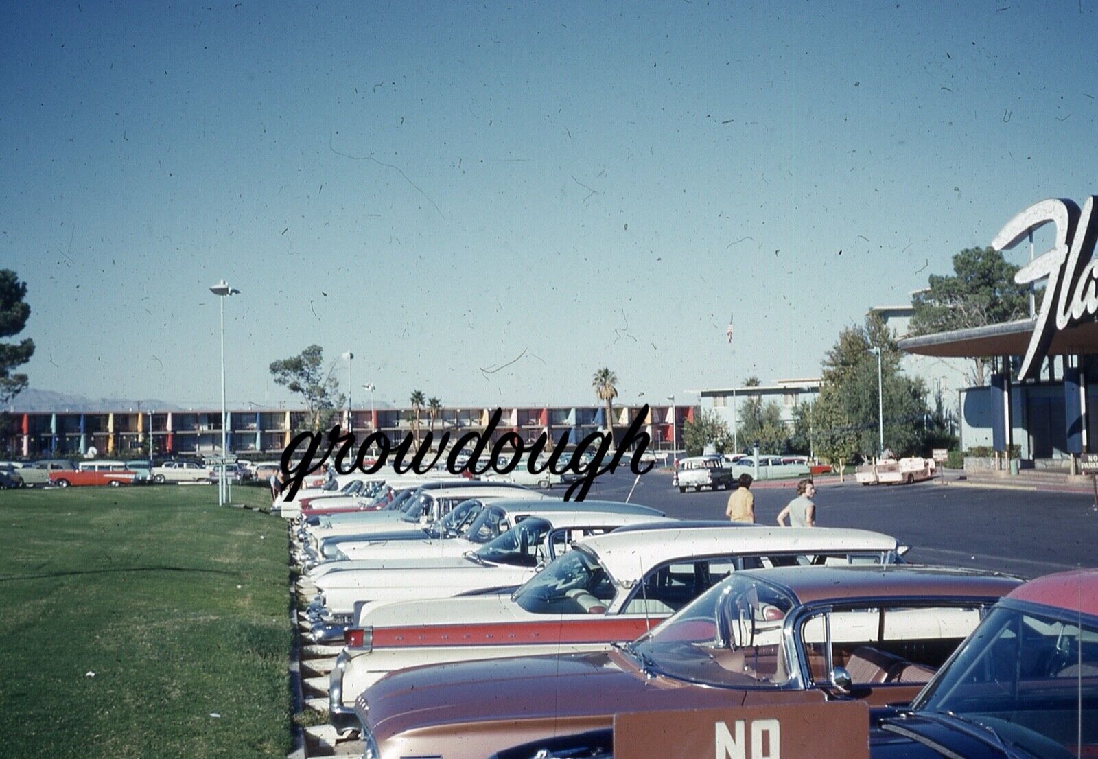 60s Las Vegas Flamingo Hotel Parking Lot Cars 35mm Photo Slide 