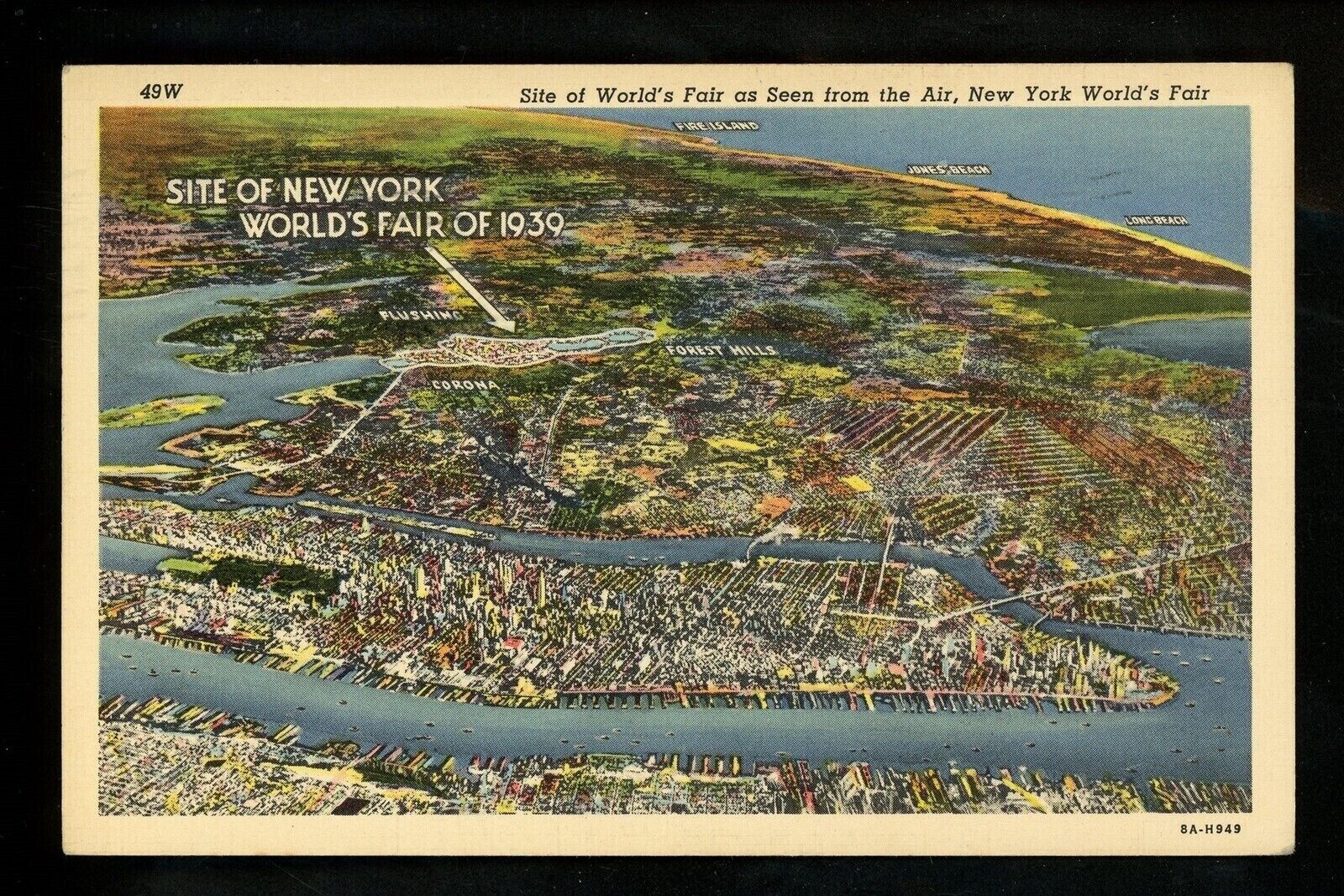 New York City NY postcard World\'s Fair 1939 aerial view linen Curt Teich