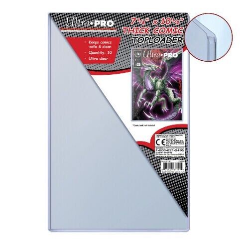 Pack of 10 Ultra PRO THICK COMIC Book Toploaders 7 1/8 x 10 1/2 Storage Area