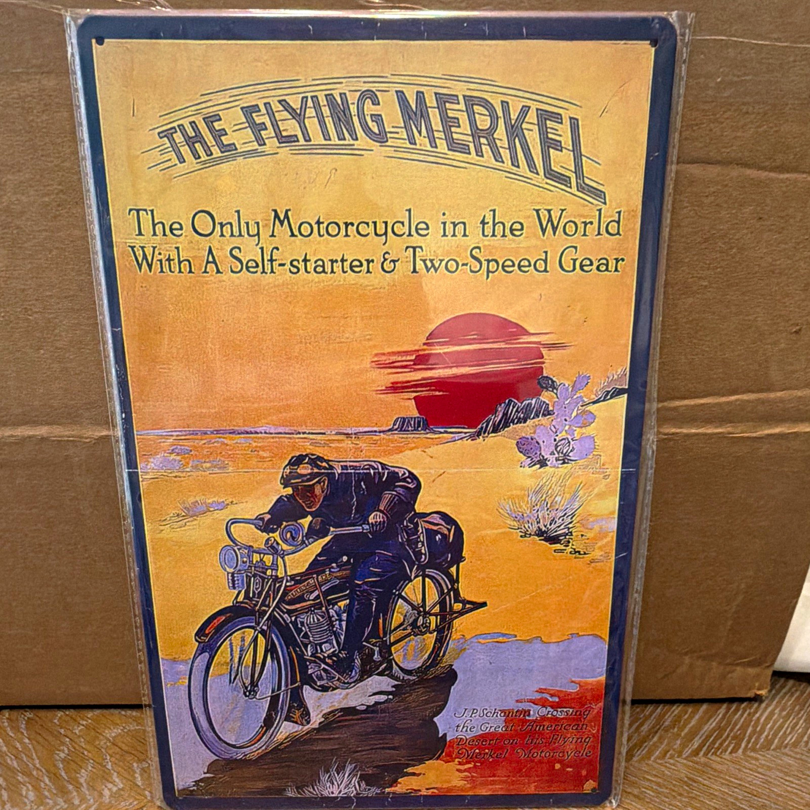 The Flying Merkel Vintage Motorcycle Advertising Metal sign by J.P. Schmidt The Flying Merkel Vintage Motorcycle Advertising Metal sign by J.P. Schmidt