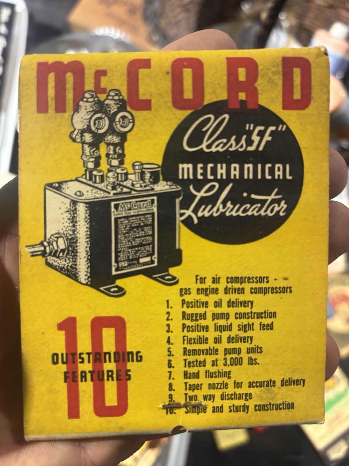 Vintage Rare McCord Mechanical Lubricator Matchbook