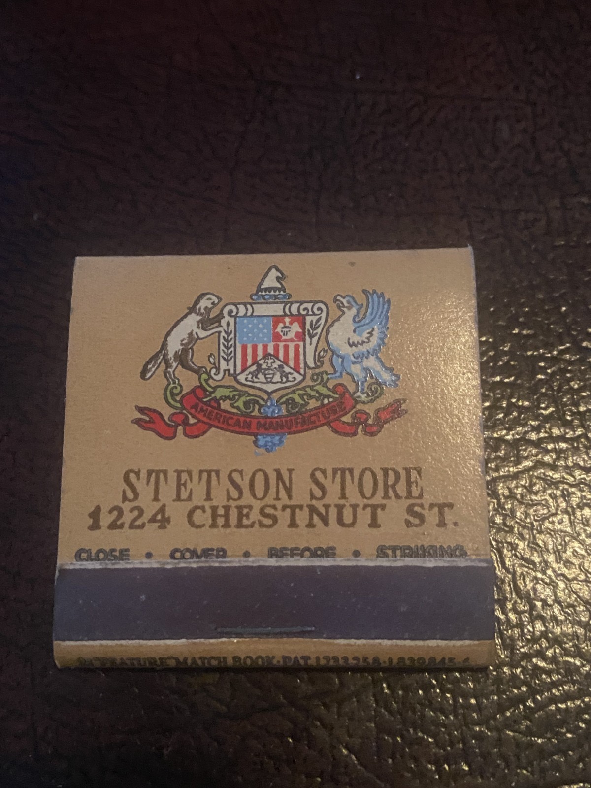 Stetson Store Hats Philadelphia Pennsylvania Vintage Feature Matchbook Stetson Store Hats Philadelphia Pennsylvania Vintage Feature Matchbook