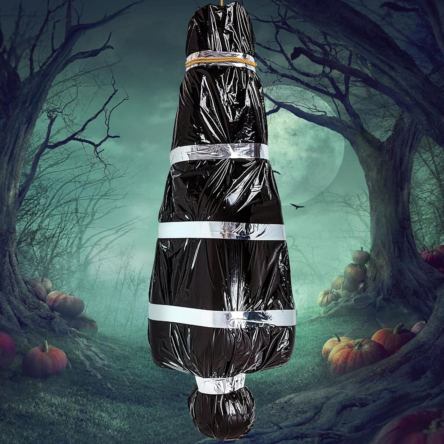 Halloween Hanging Body Bag Prop 5 Ft, Fake Corpse Outdoor Decoration