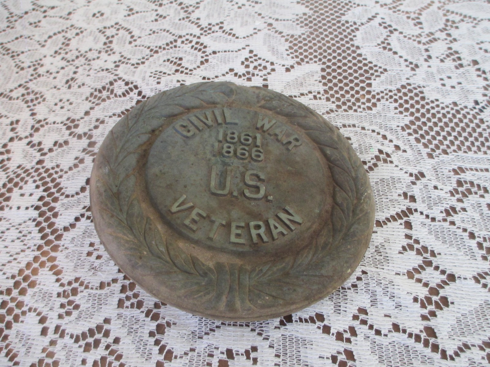 Antique 1861 - 1866 Cast Iron Grave Marker Civil War Flag Holder