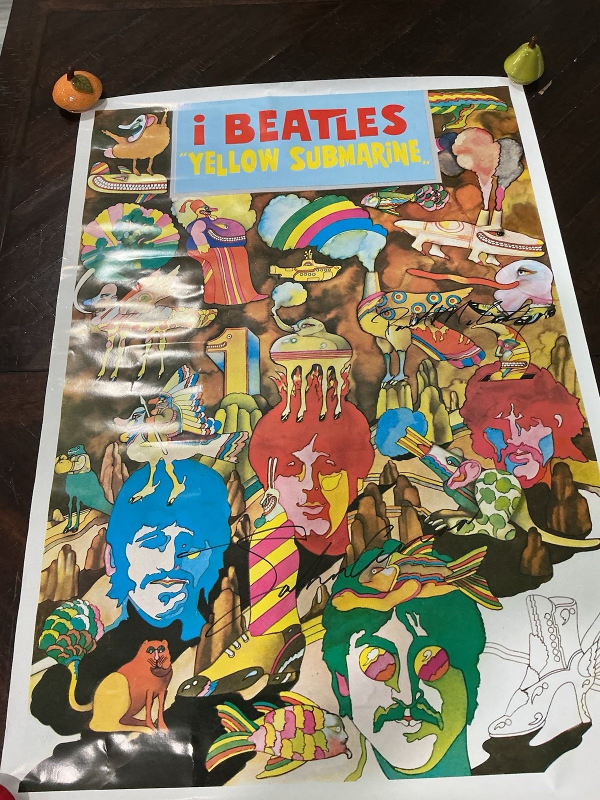 The Beatles Yellow Submarine Movie Poster w/ John Lennon Paul McCartney Signatur