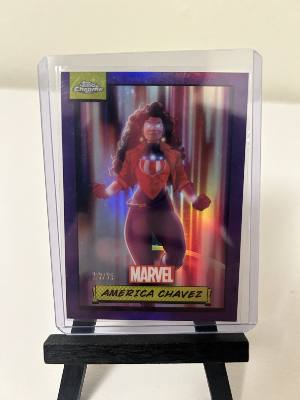 2024 Topps Chrome Marvel Purple America Chavez /75 Card 2024 Topps Chrome Marvel Purple America Chavez /75 Card