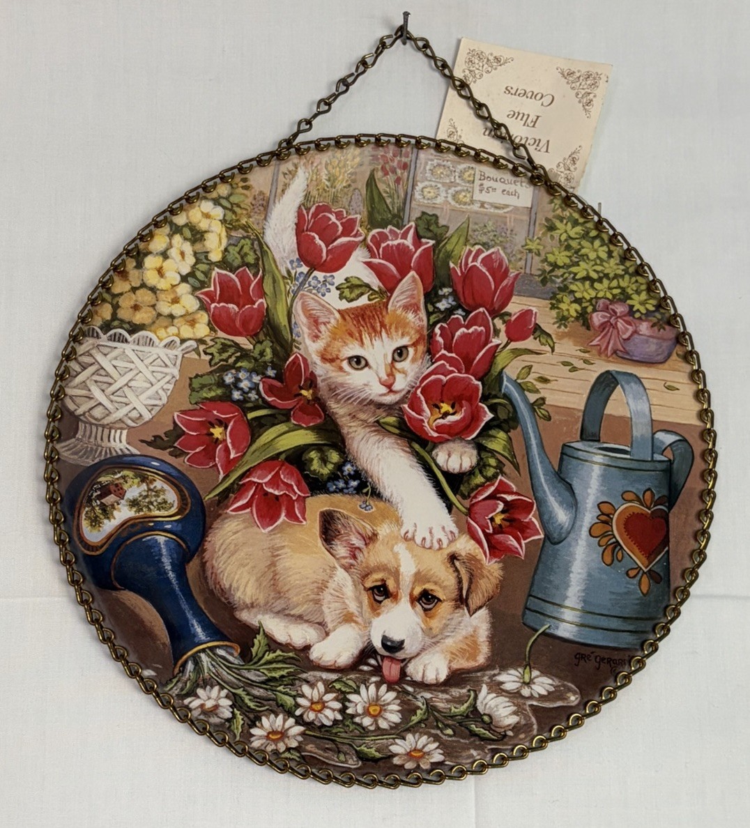Victorian Chimney Flue Cover Wall Lithograph 9.5\