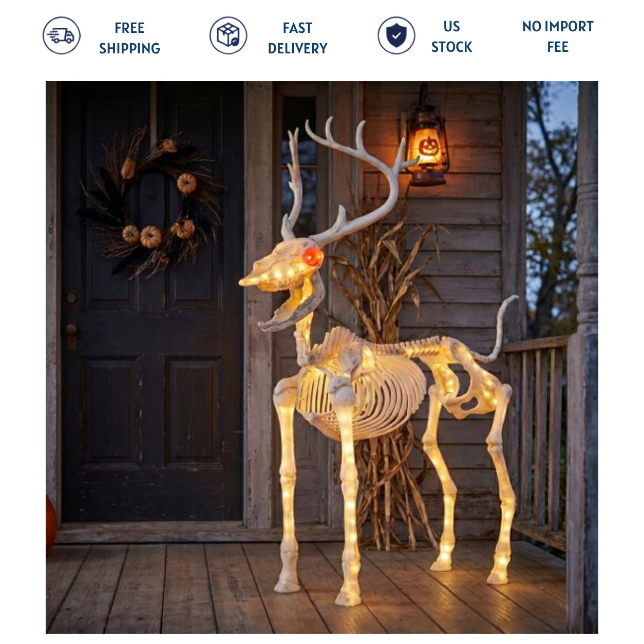 Way To Celebrate 60-Inch LED Illuminated Deer Skeleton Halloween Prop
