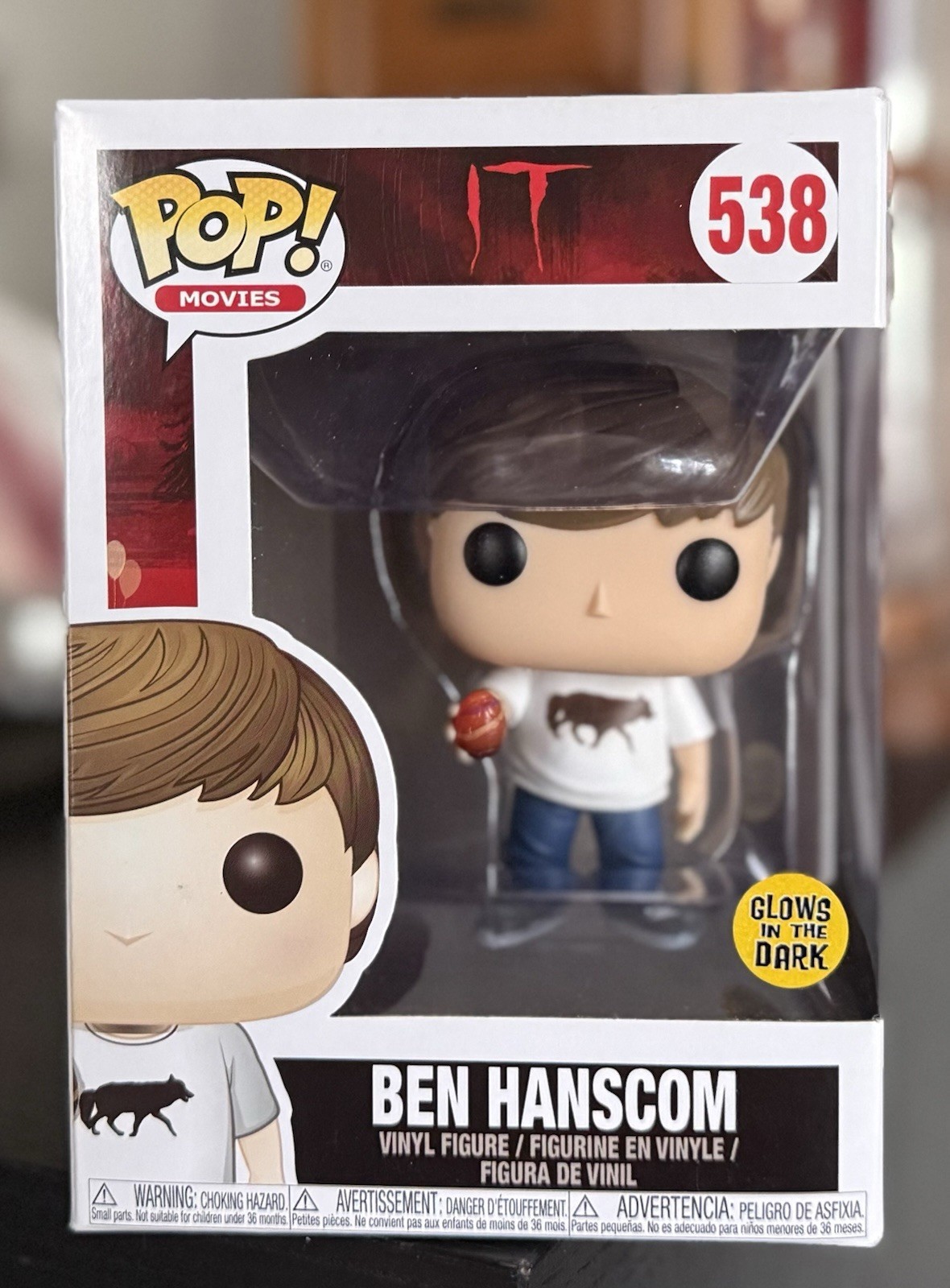 VAULTED Funko Pop Movies IT: BEN HANSCOM #538 GITD Exclusive w/Protector
