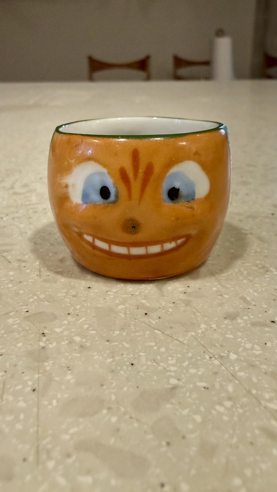 Rare Antique German Halloween Pumpkin Face Porcelain Childs Tea Set Cup 