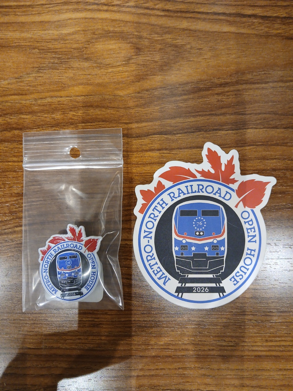 BRAND NEW & UNUSED MTA Metro-North Railroad Open House Sticker & Lapel Pin~2026