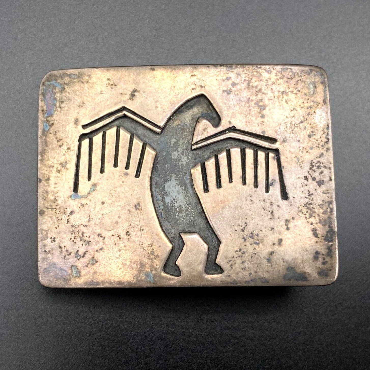 Early Vintage Hopi Victor Coochwytewa Kachina Silver Belt Buckle Small 1-1/8\