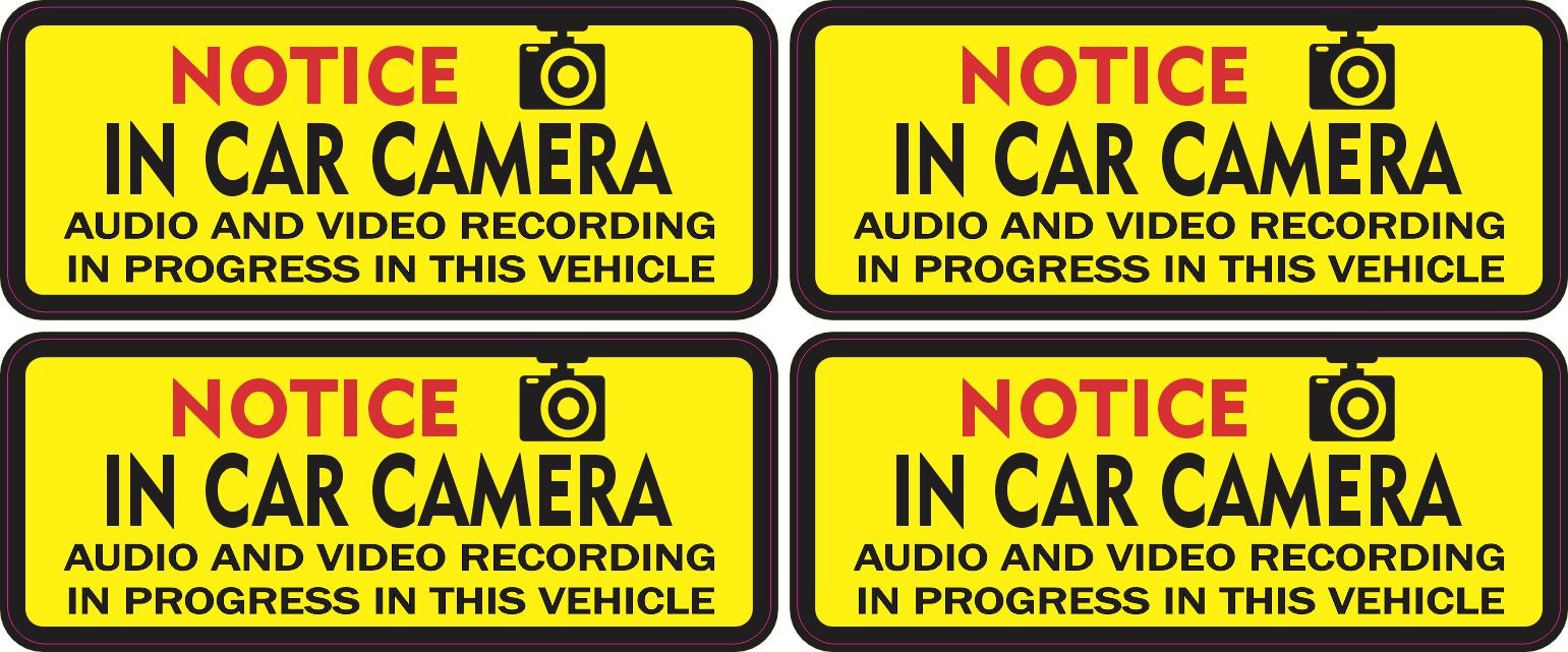 StickerTalk In Car Camera Notice Stickers 4pc 2.5x1 inch Vinyl Decals