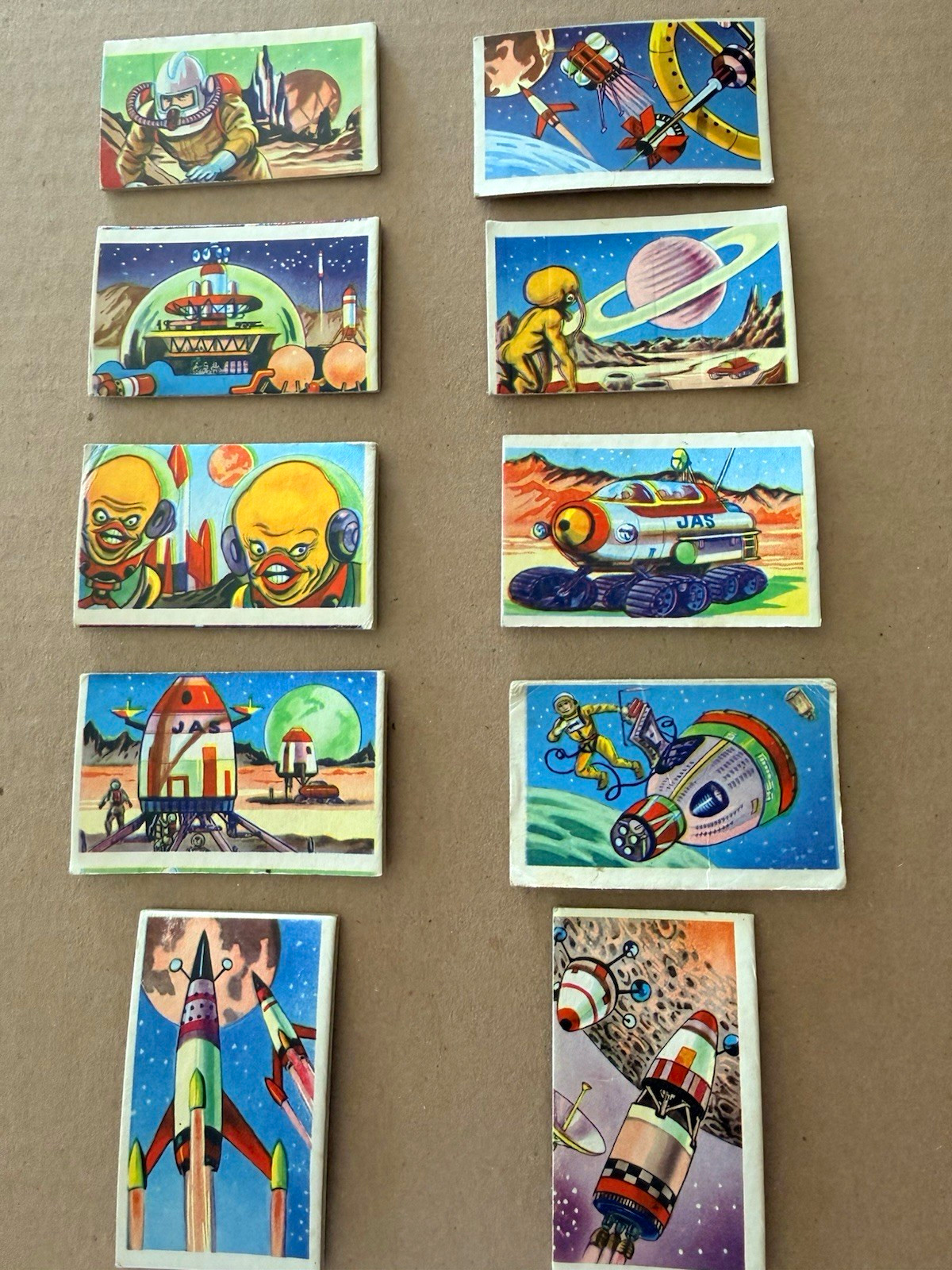 Lot of 10 Japanese Space Sci-Fi Matchbox Labels Rockets Astronauts