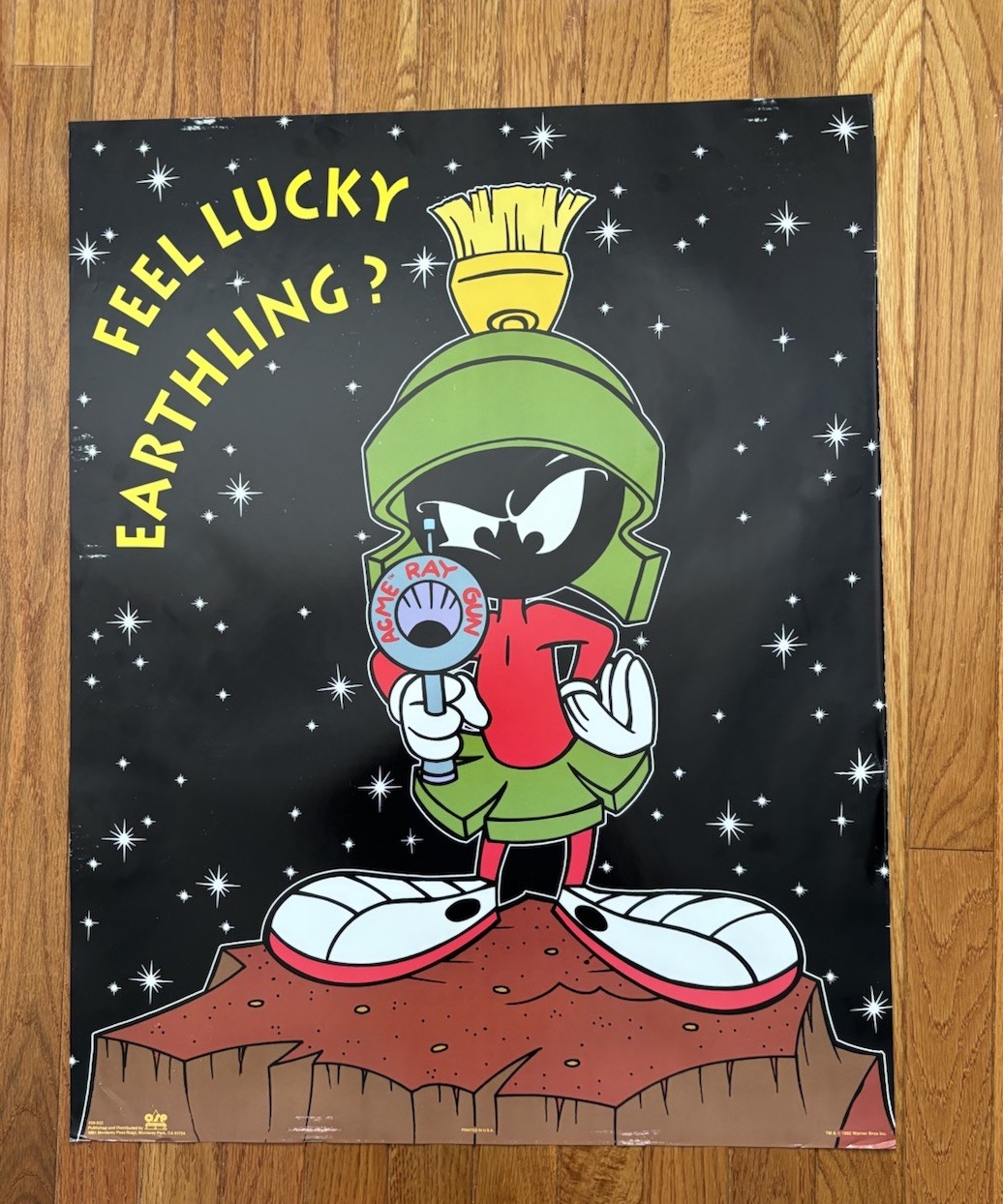 VTG Marvin The Martian FEEL LUCKY EARTHLING-ACME Ray Gun Poster 1992 Warner Bros