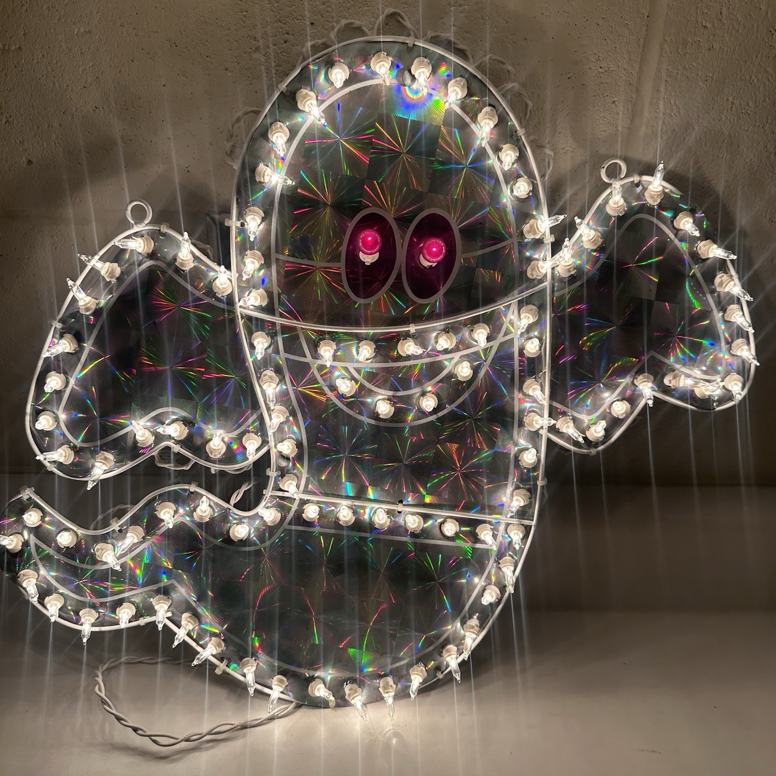 Vtg Totally Ghoul Holographic Lighted Ghost Halloween Window Decor 100 Lights