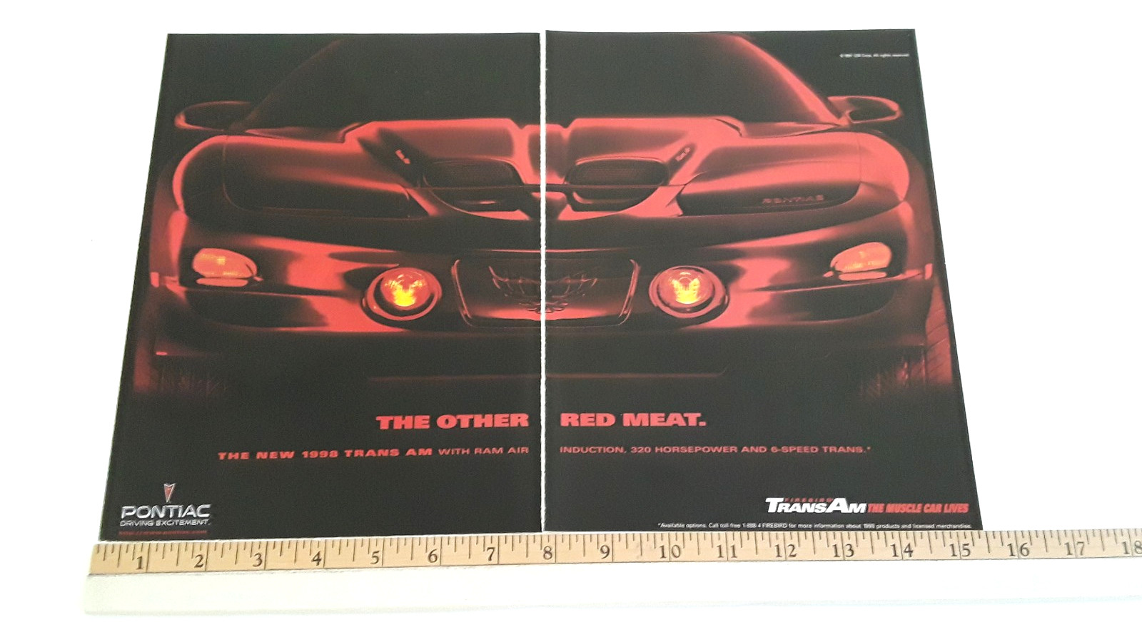 1998 PONTIAC TRANS AM RAM AIR ORIGINAL 2 PAGE AD