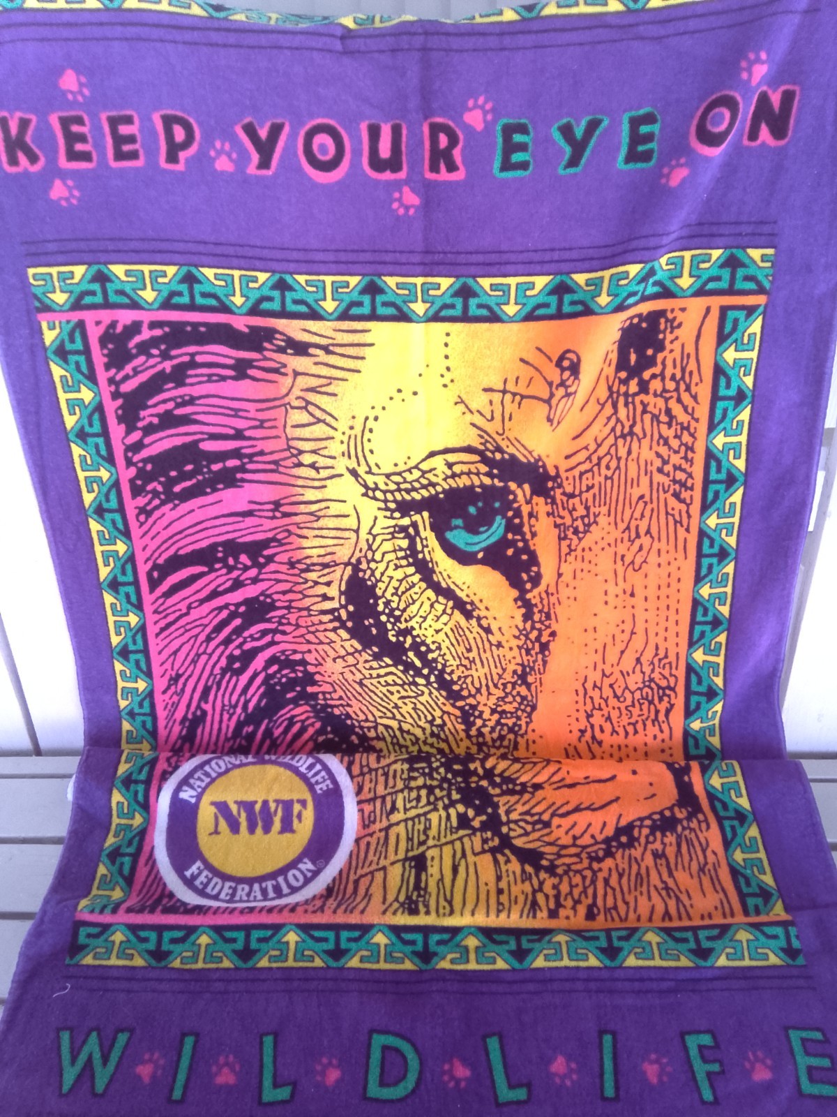 Vintage NWF Beach Towel 90s Mountain Wildlife Nature Retro