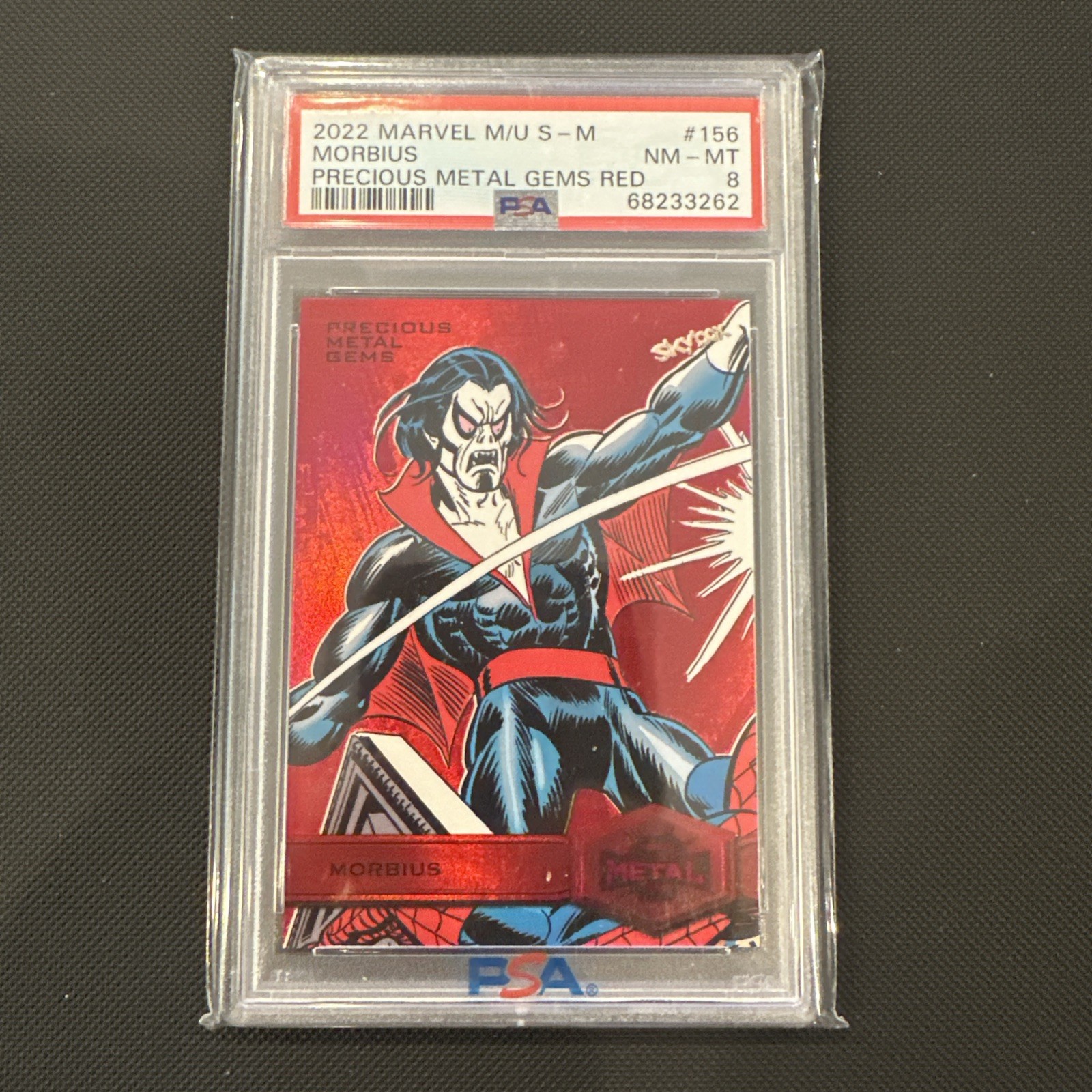 2021 Marvel Metal Universe Spider-man Red PMG Morbius /100 Precious Gem  PSA 8