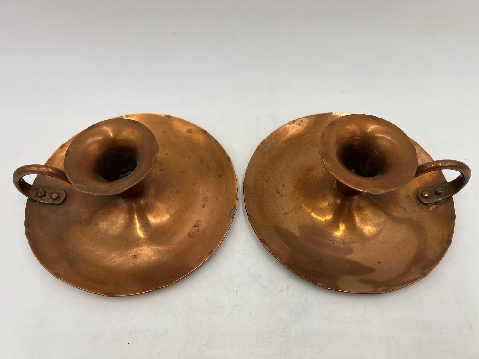 (Only Set) Antique 1930\'s Avon CopperSmith N.Y Solid Copper Candle Holders