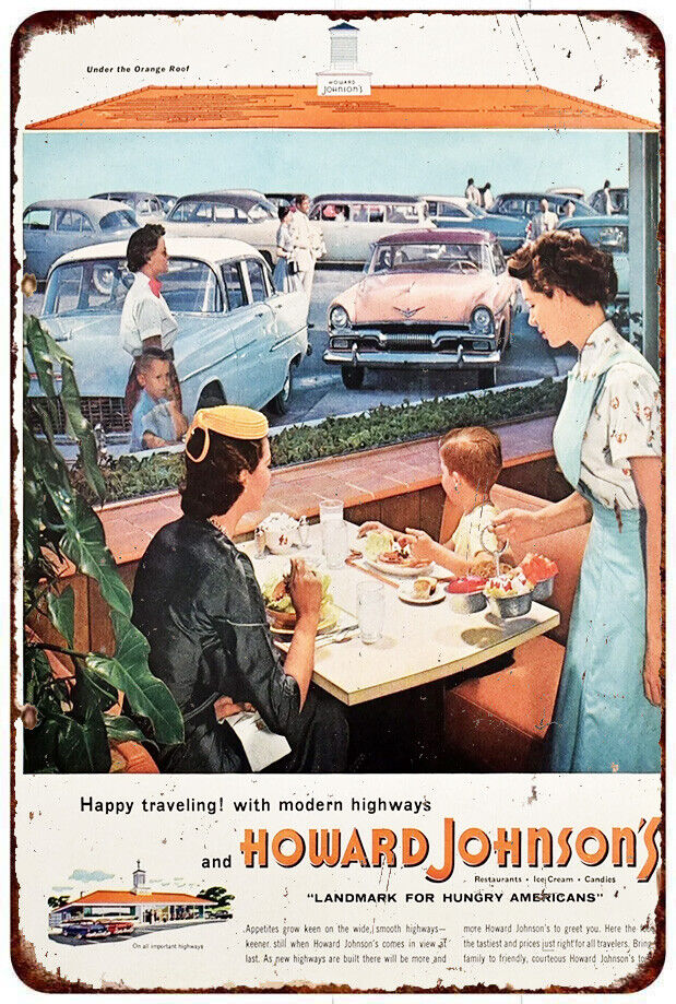 1955 Howard Johnson's Restaurant Vintage Ad Vintage Look Reproduction Metal sign