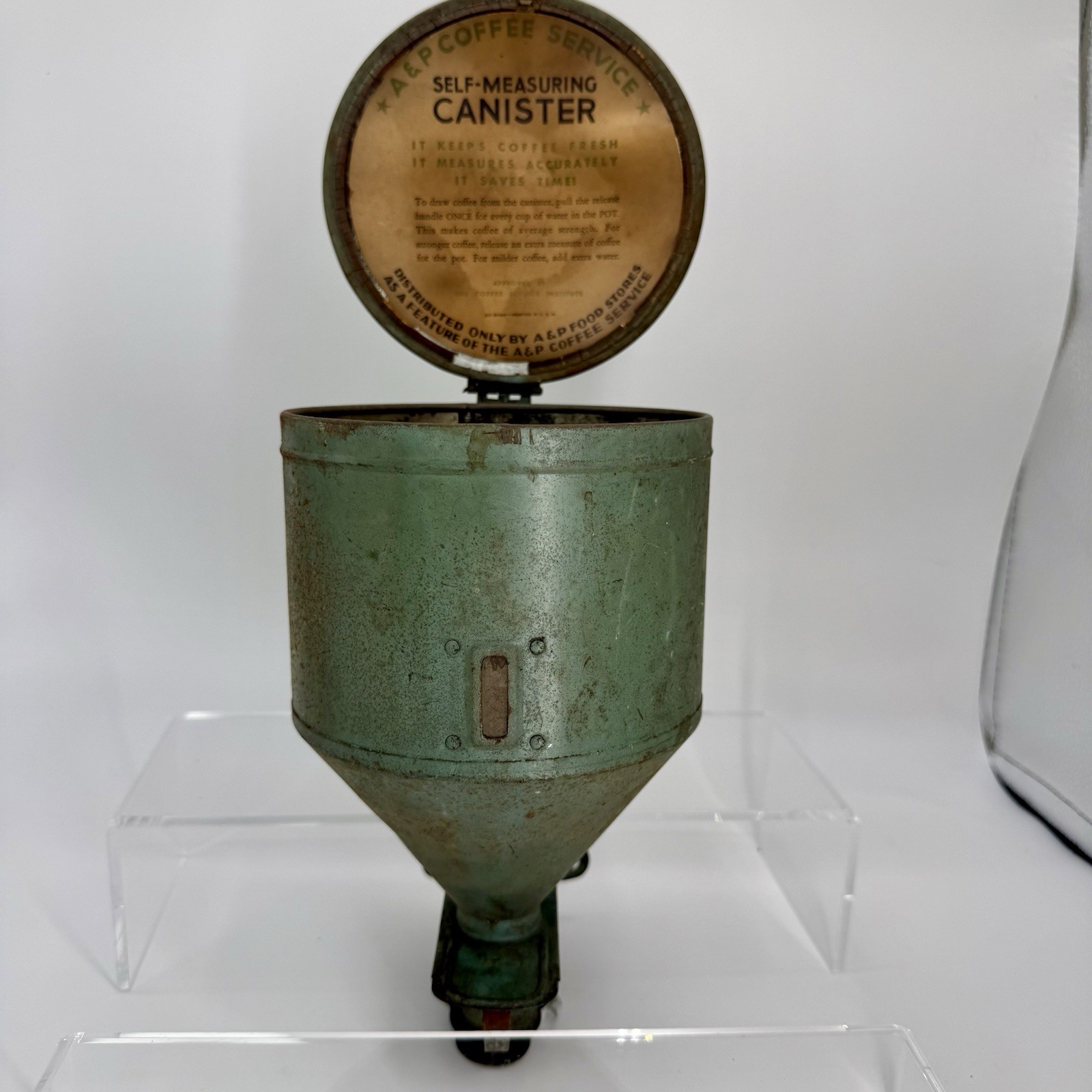 Vintage A&P Atlantic Pacific ACME Self Measuring Coffee Dispenser Wall Mount