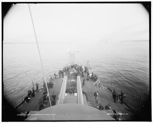 Photo:USS Oregon Battleship Forecastle from Aloft 1890s American Navy