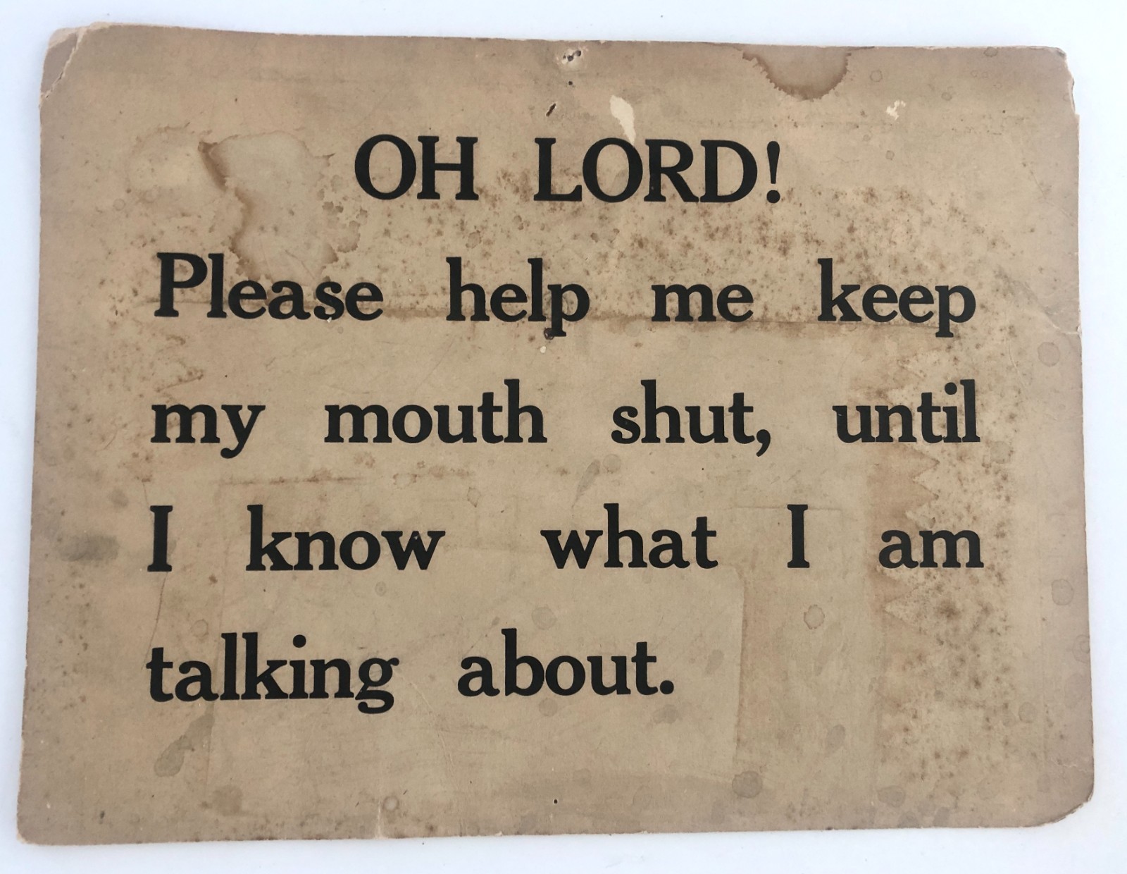 Vintage Old Keep My Mouth Shut Sign With 