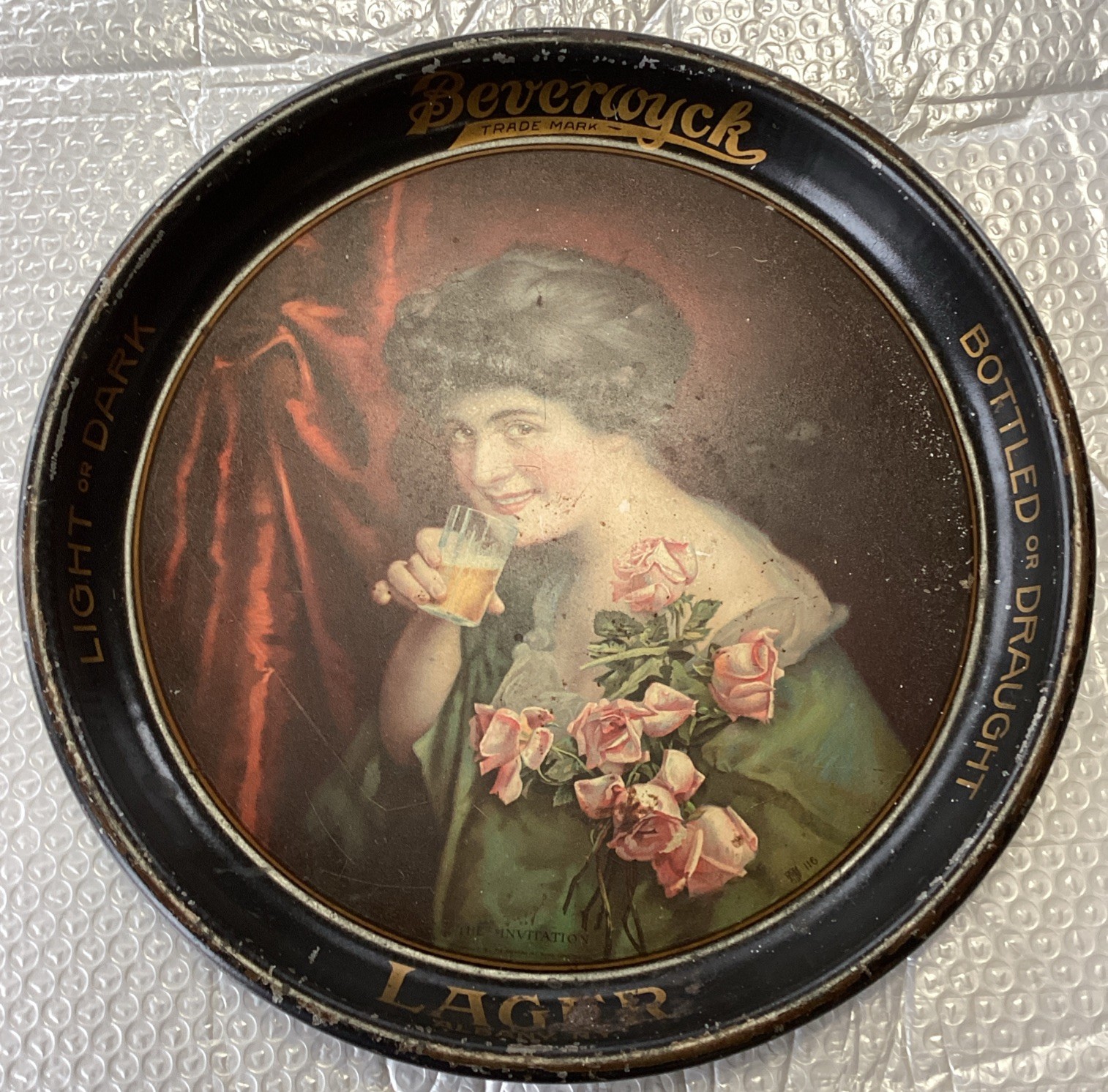 RARE Antique BEVERWYCK Trade Mark Beer Serving Tray 1911 \