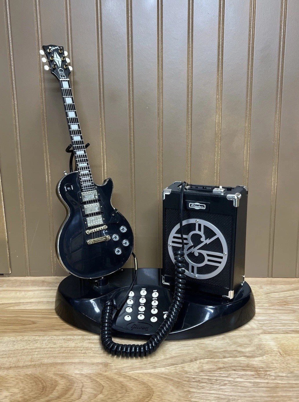 Telemania Black Gibson Les Paul Collectible Guitar & Amp Telephone Works