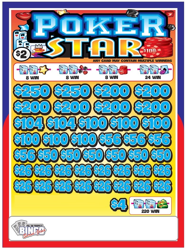 NEW pull tickets POKER STAR - $2 Instant Tabs