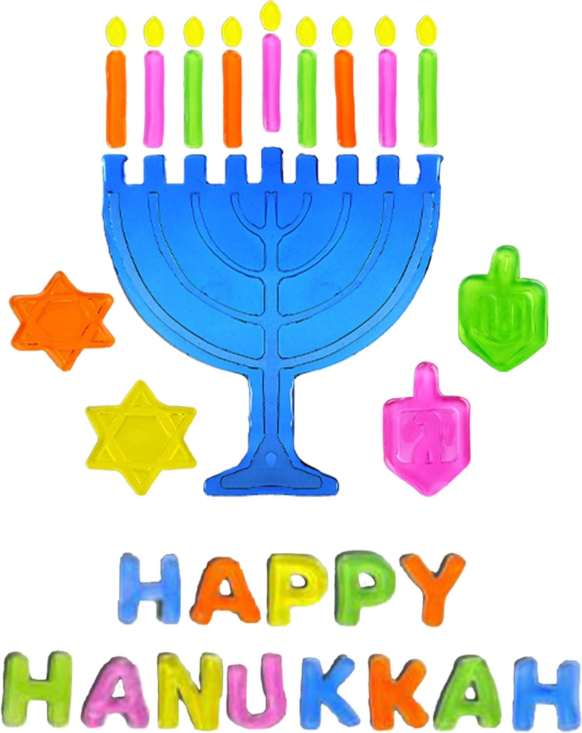 Hanukkah Window Gel Clings Menorah and Dreidel Decoration, Includes 1 Menorah 9