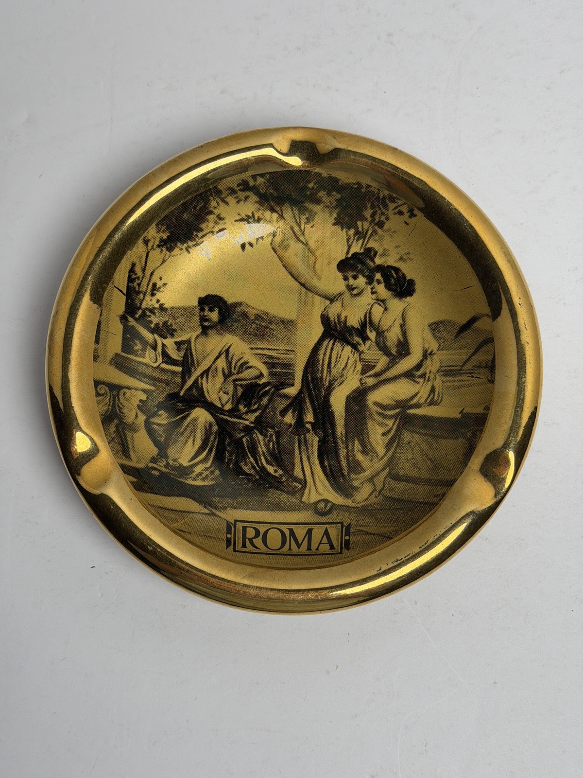 Vintage Florentine Hand Made In Italy Roma Decorative Ashtray