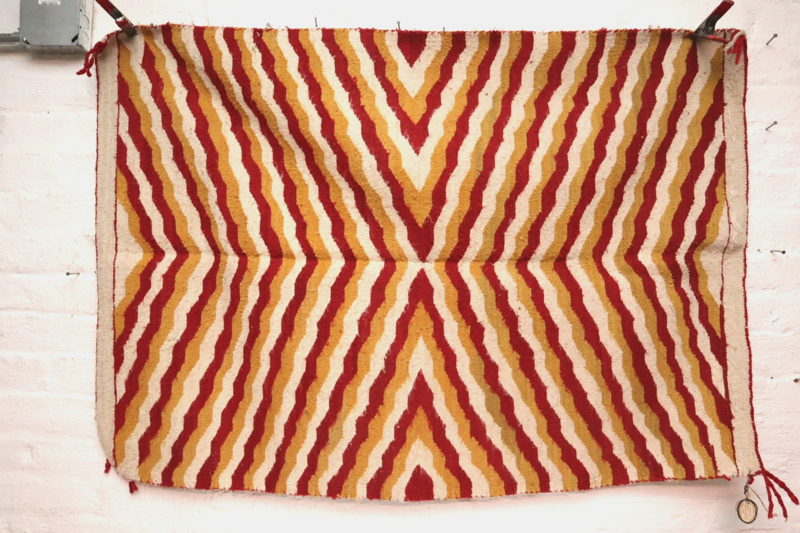 ATQ Navajo Rug LARGE Crystal Native American 45”x31” Eye Dazzler Weaving Textile