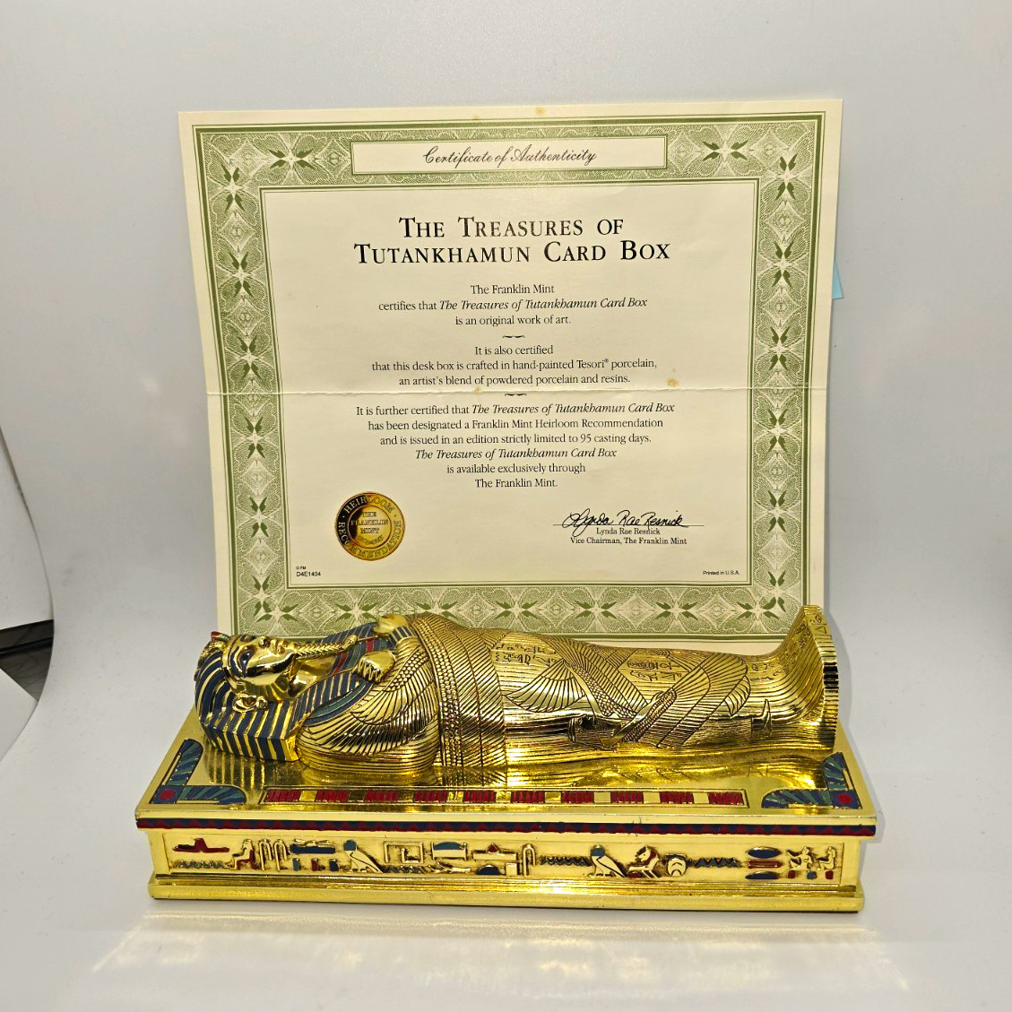 Treasures of Tutankhamun Hand-Painted Limited Edition Egyptian Card Box w/ COA