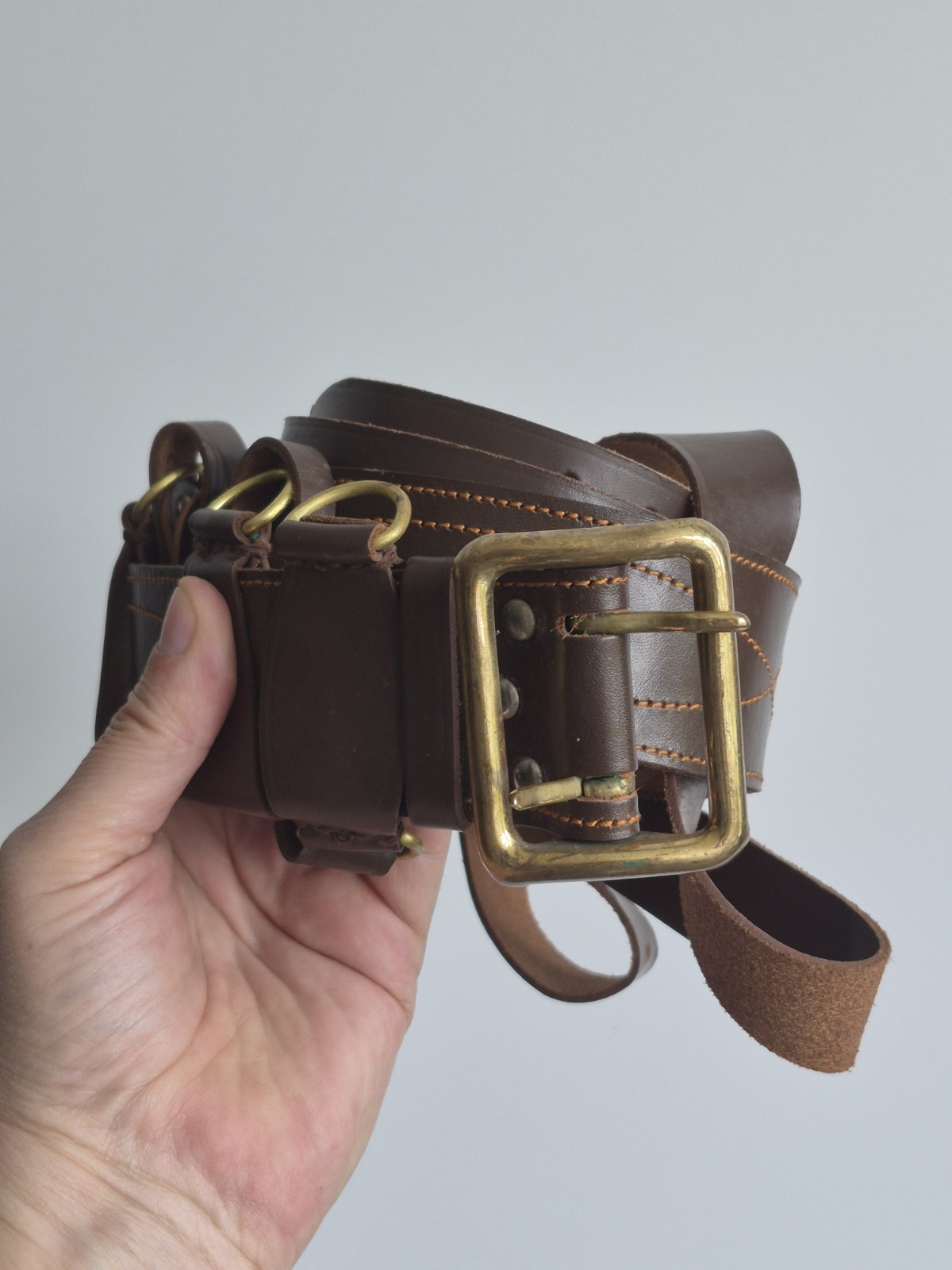 Soviet Army Officer\'s Leather Belt ( portupeia) 1987 USSR, ,XL  Size 4 , NEW 