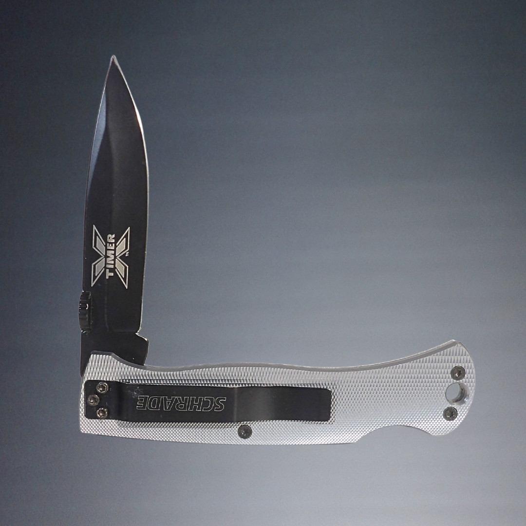 SCHRADE X TIMER 60TX  LOCK BACK STAINLESS ALUMINUM SCALES FOLDING KNIFE USA MADE