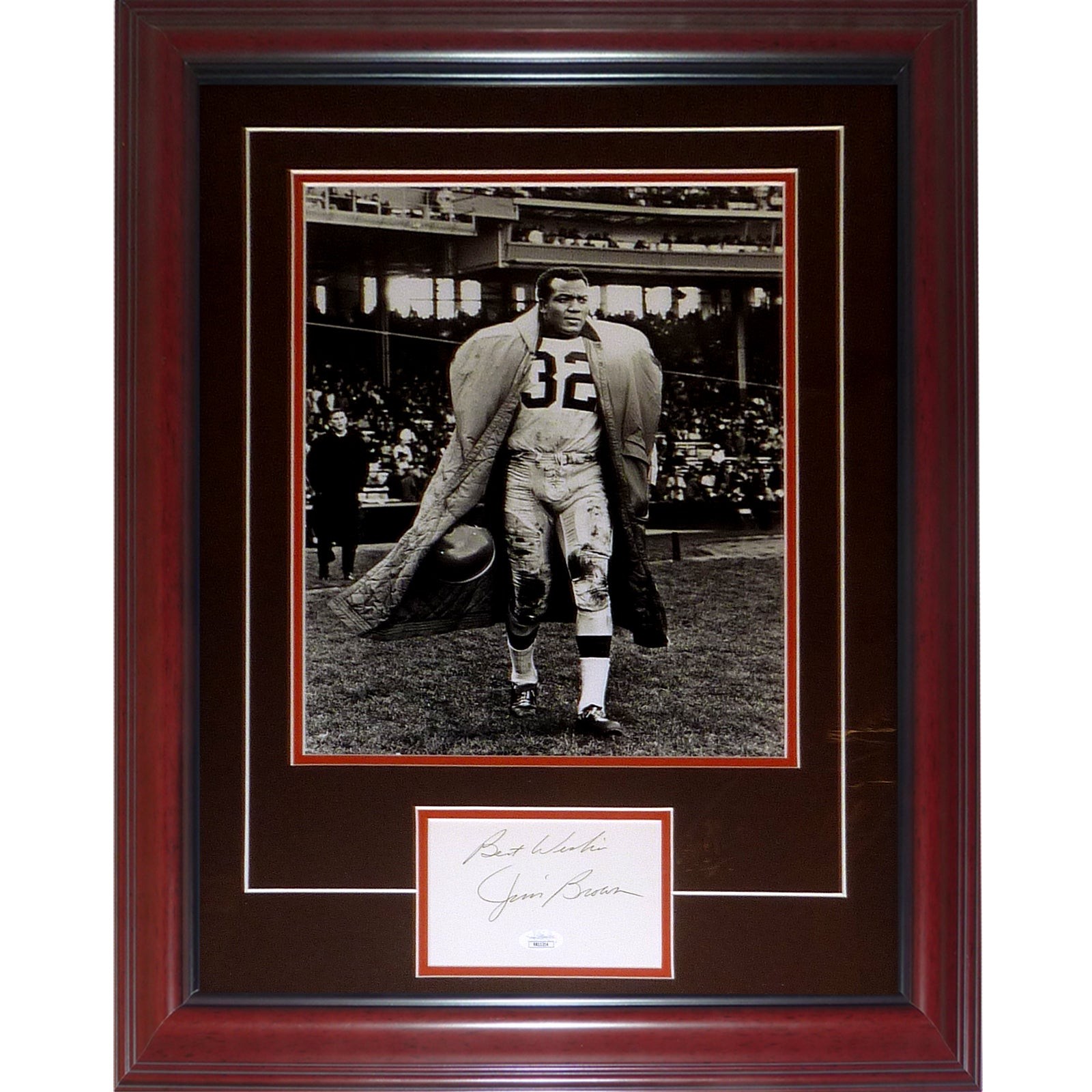 Jim Brown Autographed Cleveland Browns 11x14 Photo Deluxe Framed Piece - JSA