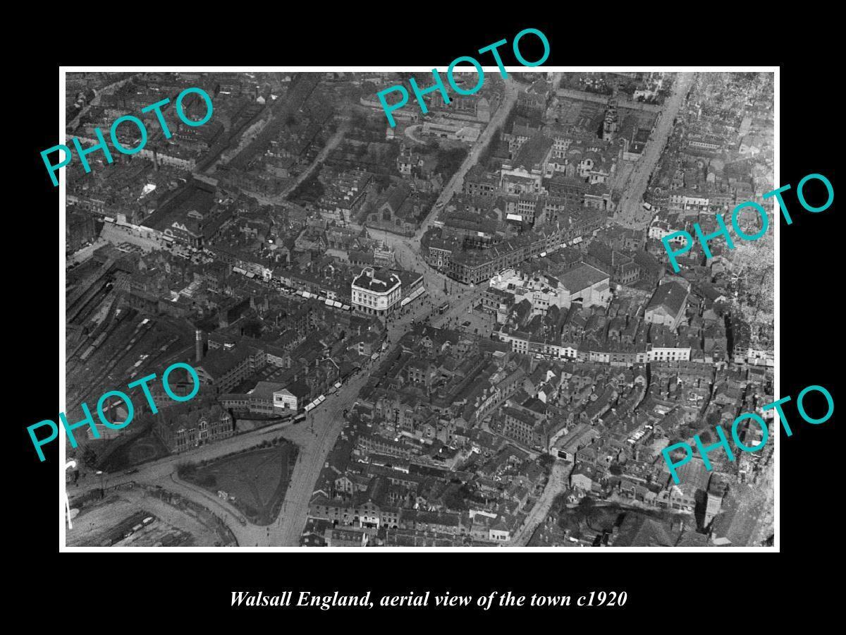 OLD 8x6 HISTORIC PHOTO OF WALSALL ENGLAND AERIAL VIEW OF TOWN c1920 1